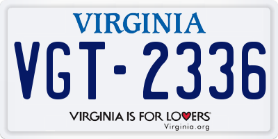 VA license plate VGT2336