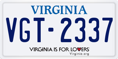 VA license plate VGT2337