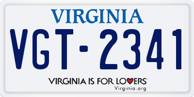 VA license plate VGT2341