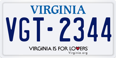 VA license plate VGT2344