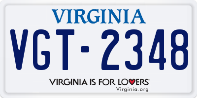 VA license plate VGT2348