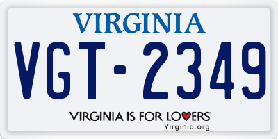 VA license plate VGT2349