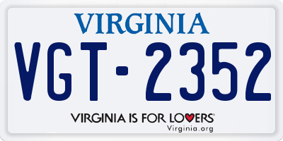 VA license plate VGT2352
