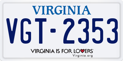 VA license plate VGT2353