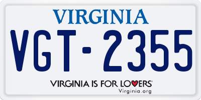 VA license plate VGT2355