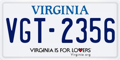 VA license plate VGT2356