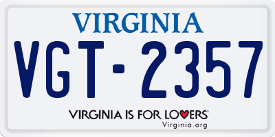 VA license plate VGT2357