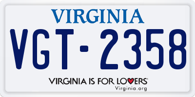 VA license plate VGT2358