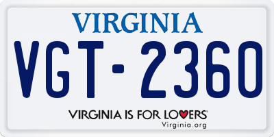 VA license plate VGT2360