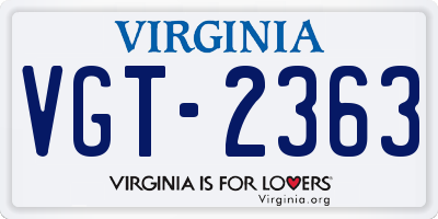 VA license plate VGT2363