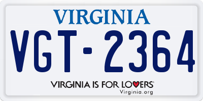 VA license plate VGT2364