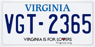 VA license plate VGT2365