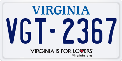 VA license plate VGT2367