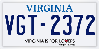 VA license plate VGT2372