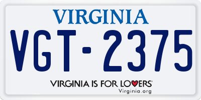 VA license plate VGT2375