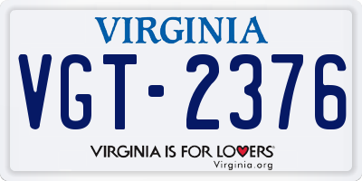 VA license plate VGT2376