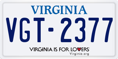 VA license plate VGT2377