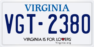 VA license plate VGT2380