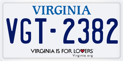 VA license plate VGT2382
