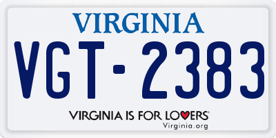 VA license plate VGT2383