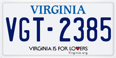 VA license plate VGT2385