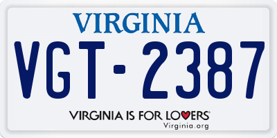 VA license plate VGT2387