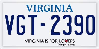 VA license plate VGT2390