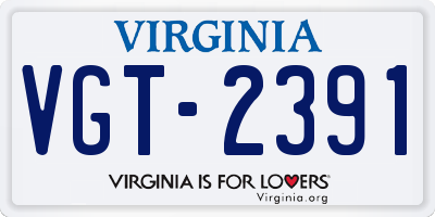 VA license plate VGT2391
