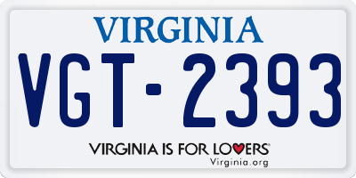 VA license plate VGT2393
