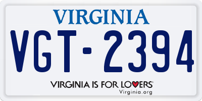 VA license plate VGT2394