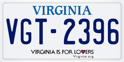 VA license plate VGT2396