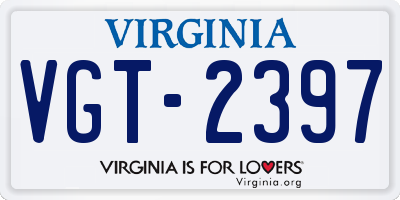 VA license plate VGT2397
