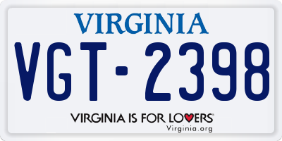 VA license plate VGT2398