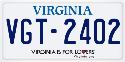 VA license plate VGT2402