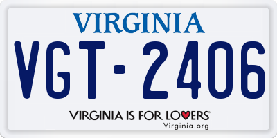 VA license plate VGT2406