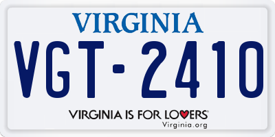 VA license plate VGT2410