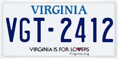 VA license plate VGT2412