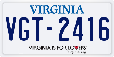 VA license plate VGT2416