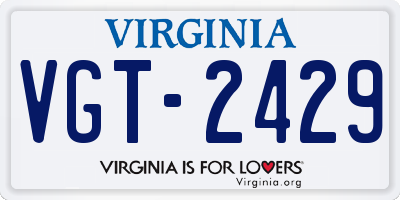 VA license plate VGT2429