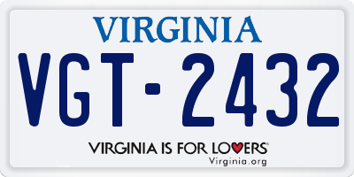 VA license plate VGT2432