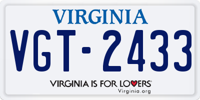 VA license plate VGT2433