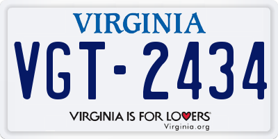 VA license plate VGT2434