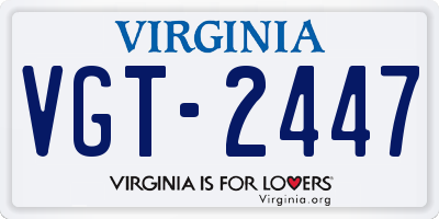 VA license plate VGT2447
