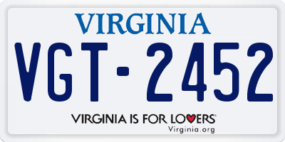 VA license plate VGT2452