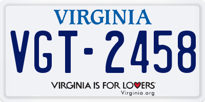 VA license plate VGT2458