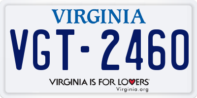 VA license plate VGT2460