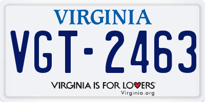 VA license plate VGT2463