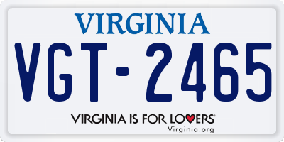 VA license plate VGT2465