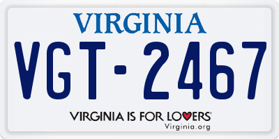 VA license plate VGT2467