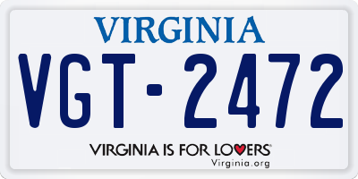 VA license plate VGT2472